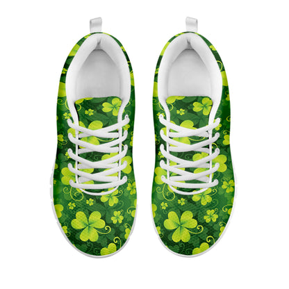 St. Patrick's Day Shamrock Pattern Print White Sneakers