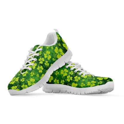 St. Patrick's Day Shamrock Pattern Print White Sneakers