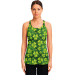 St. Patrick's Day Shamrock Pattern Print Women's Racerback Tank Top