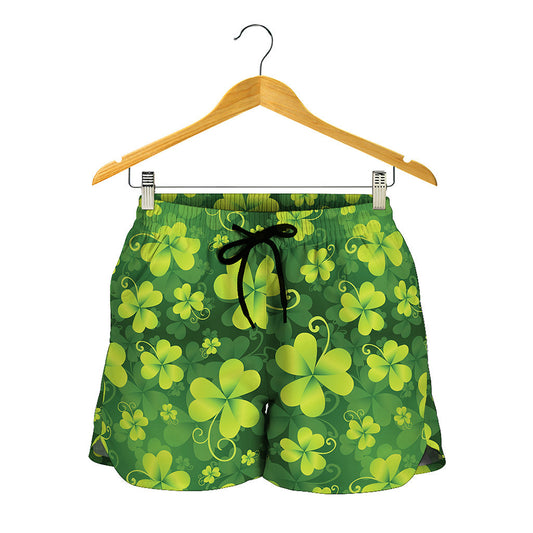 St. Patrick's Day Shamrock Pattern Print Women's Shorts