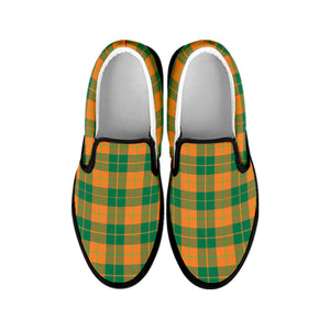 St. Patrick's Day Stewart Plaid Print Black Slip On Shoes