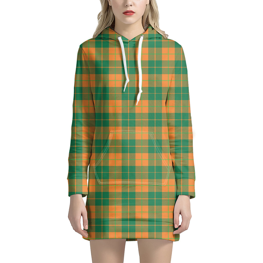St. Patrick's Day Stewart Plaid Print Hoodie Dress