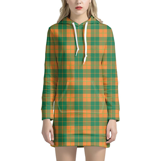 St. Patrick's Day Stewart Plaid Print Hoodie Dress