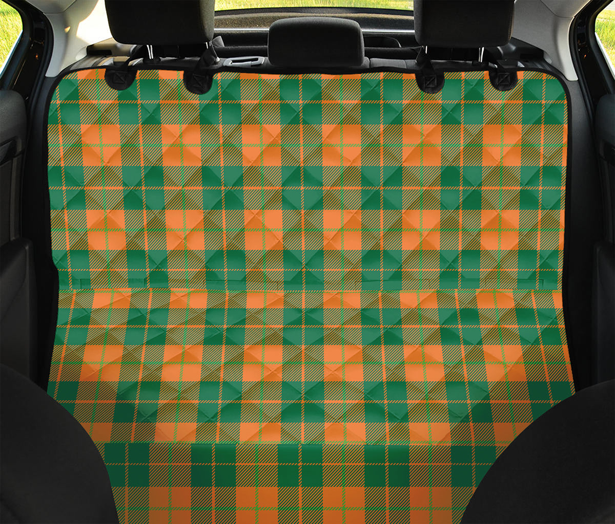 St. Patrick's Day Stewart Plaid Print Pet Car Back Seat Cover