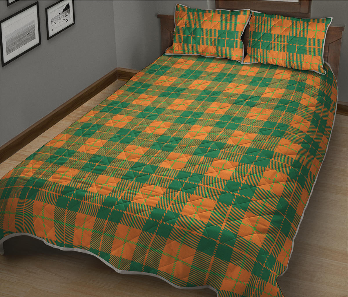 St. Patrick's Day Stewart Plaid Print Quilt Bed Set