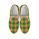 St. Patrick's Day Stewart Plaid Print White Slip On Shoes