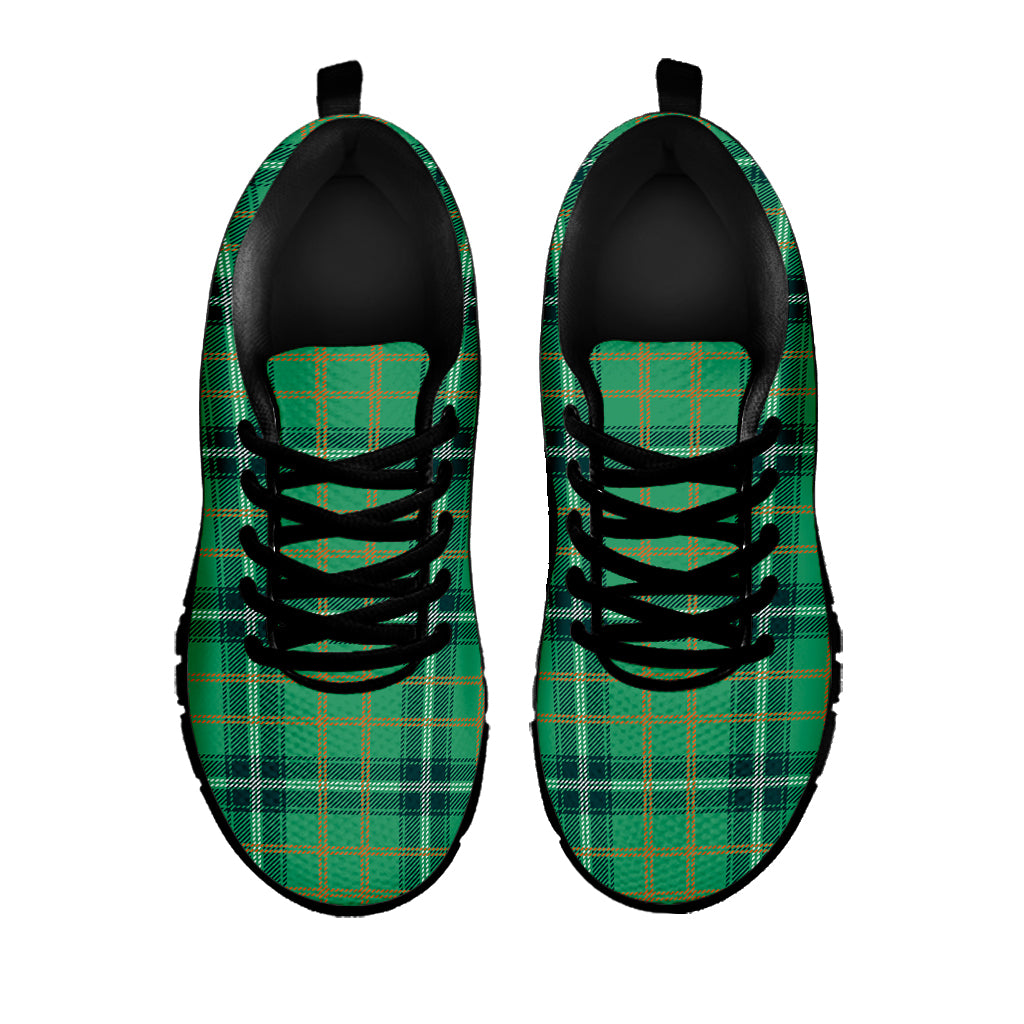 St. Patrick's Day Tartan Pattern Print Black Sneakers