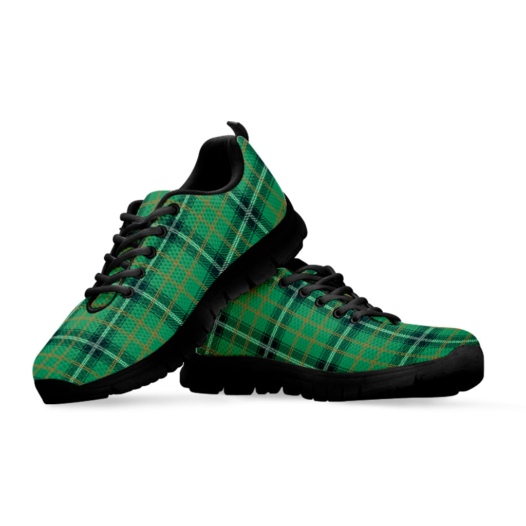 St. Patrick's Day Tartan Pattern Print Black Sneakers