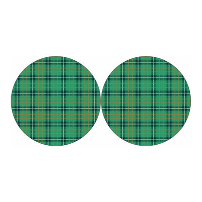 St. Patrick's Day Tartan Pattern Print Car Coasters