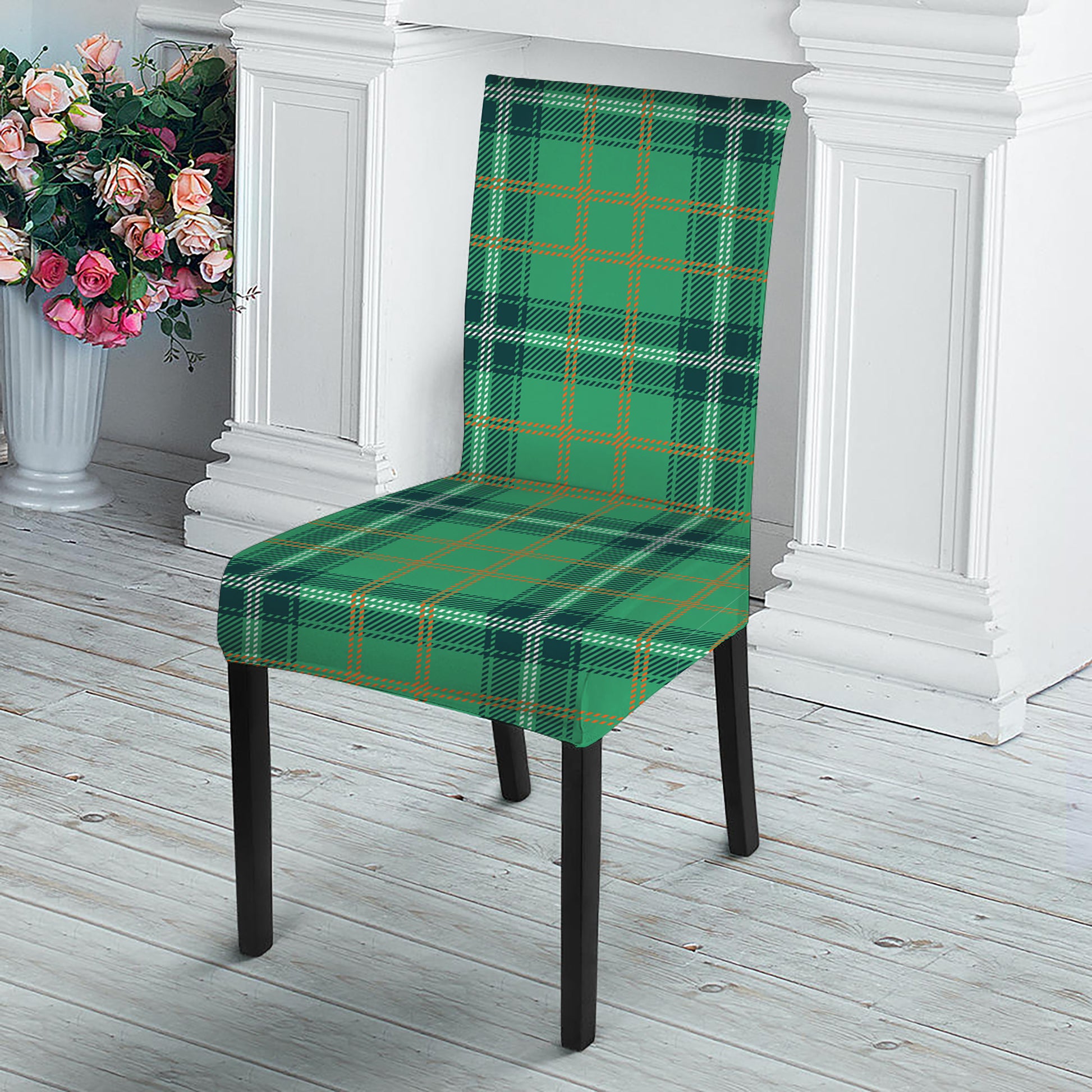 St. Patrick's Day Tartan Pattern Print Dining Chair Slipcover