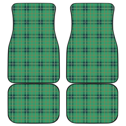 St. Patrick's Day Tartan Pattern Print Front and Back Car Floor Mats