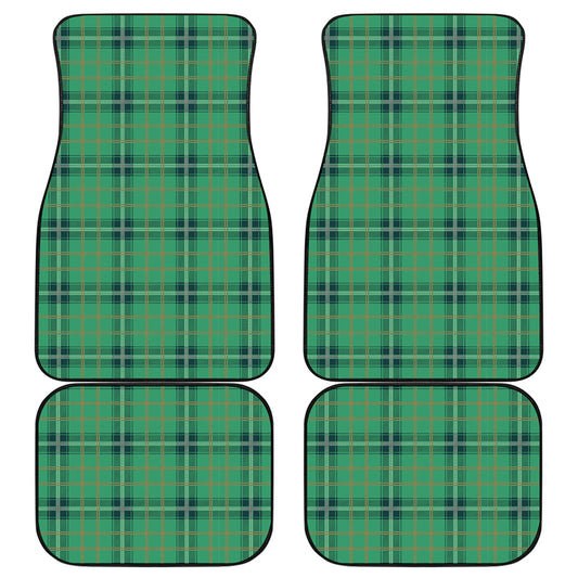 St. Patrick's Day Tartan Pattern Print Front and Back Car Floor Mats