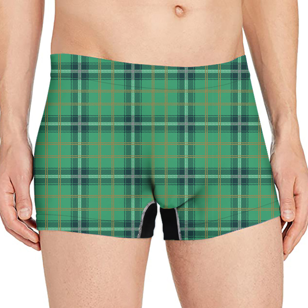 St. Patrick's Day Tartan Pattern Print Men's Boxer Briefs