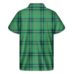 St. Patrick's Day Tartan Pattern Print Men's Short Sleeve Shirt
