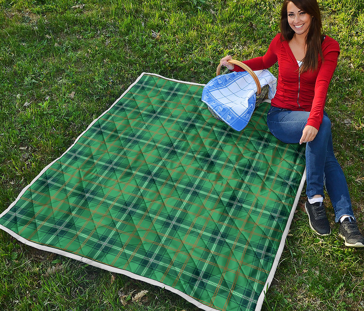 St. Patrick's Day Tartan Pattern Print Quilt