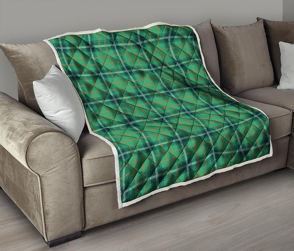 St. Patrick's Day Tartan Pattern Print Quilt