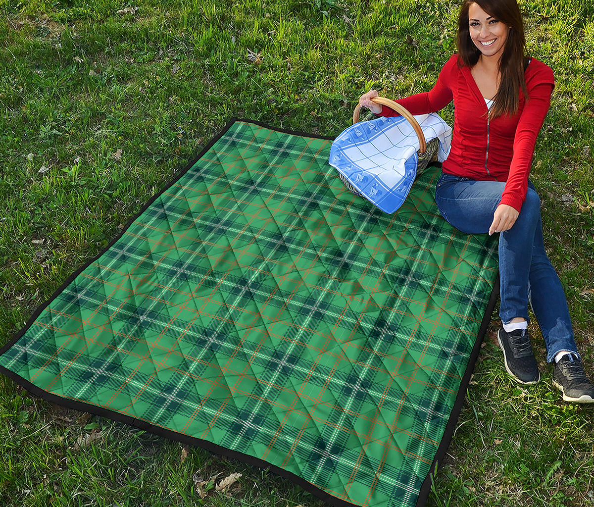 St. Patrick's Day Tartan Pattern Print Quilt