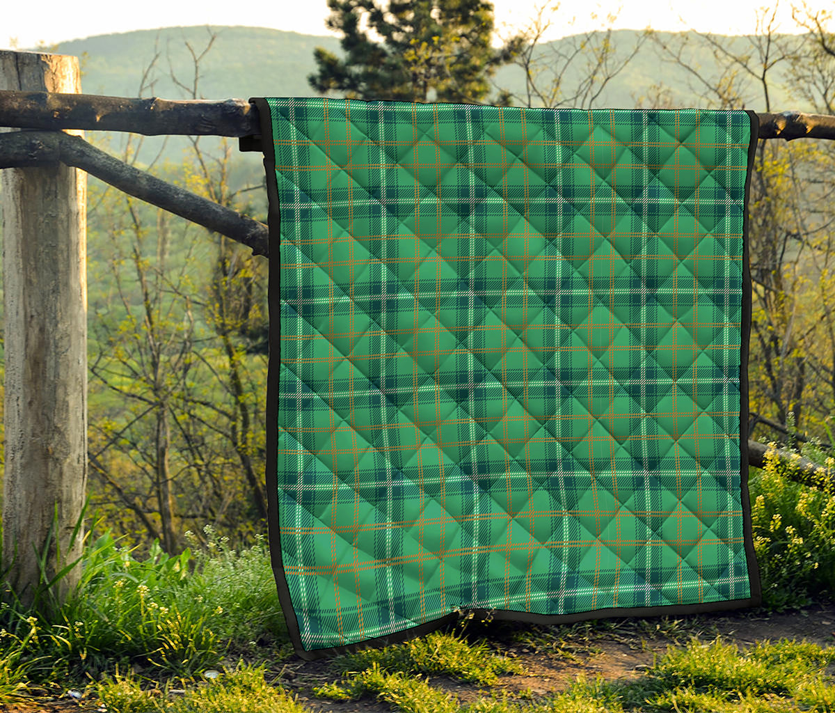 St. Patrick's Day Tartan Pattern Print Quilt