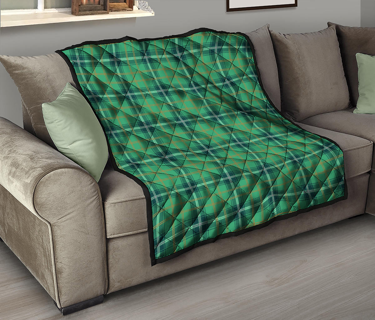St. Patrick's Day Tartan Pattern Print Quilt