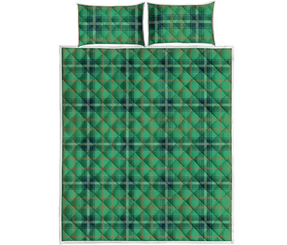 St. Patrick's Day Tartan Pattern Print Quilt Bed Set