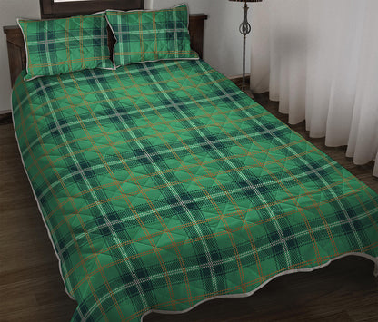 St. Patrick's Day Tartan Pattern Print Quilt Bed Set