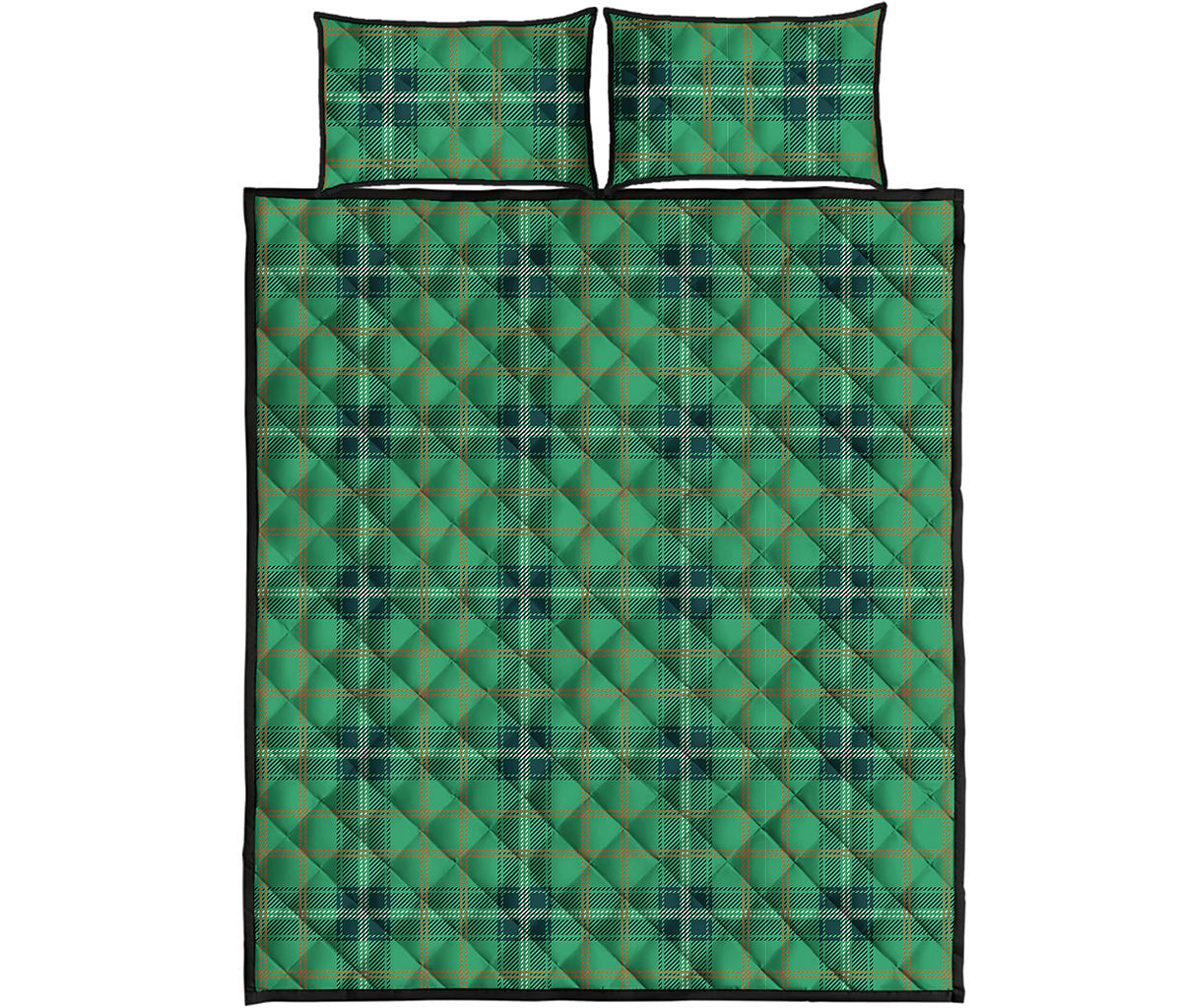 St. Patrick's Day Tartan Pattern Print Quilt Bed Set