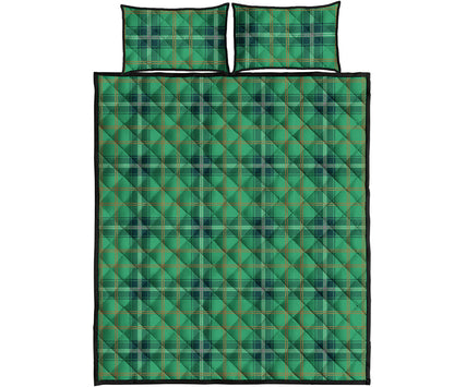 St. Patrick's Day Tartan Pattern Print Quilt Bed Set
