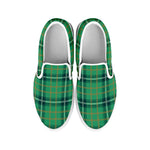 St. Patrick's Day Tartan Pattern Print White Slip On Shoes