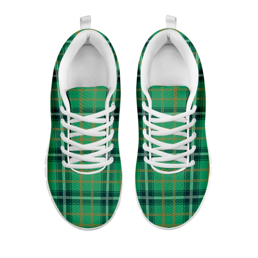 St. Patrick's Day Tartan Pattern Print White Sneakers