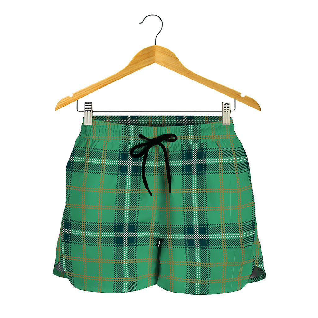 St. Patrick's Day Tartan Pattern Print Women's Shorts