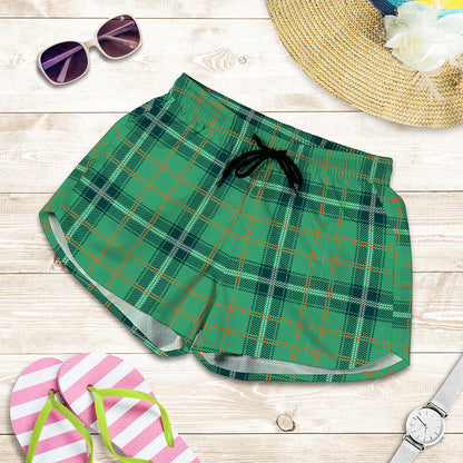 St. Patrick's Day Tartan Pattern Print Women's Shorts