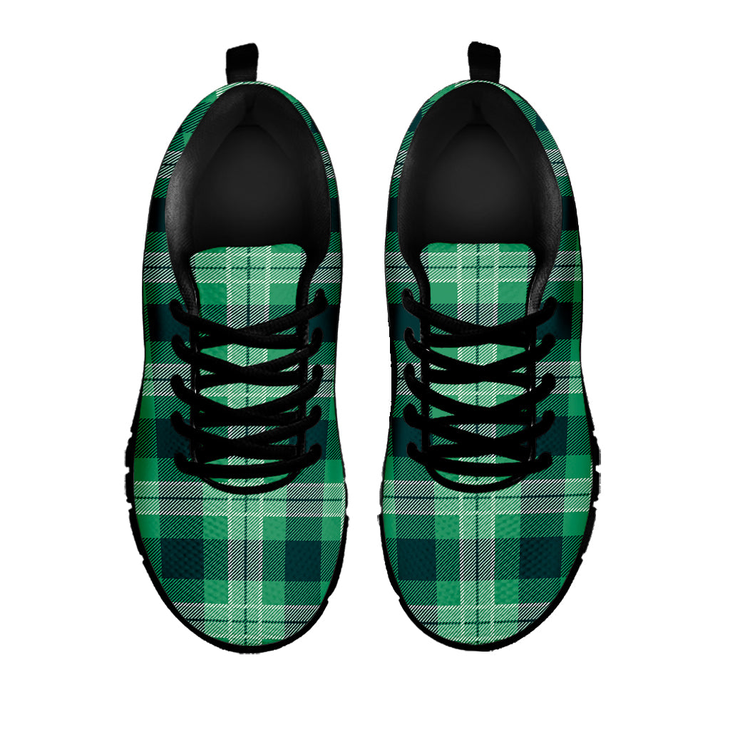 St. Patrick's Day Tartan Print Black Sneakers