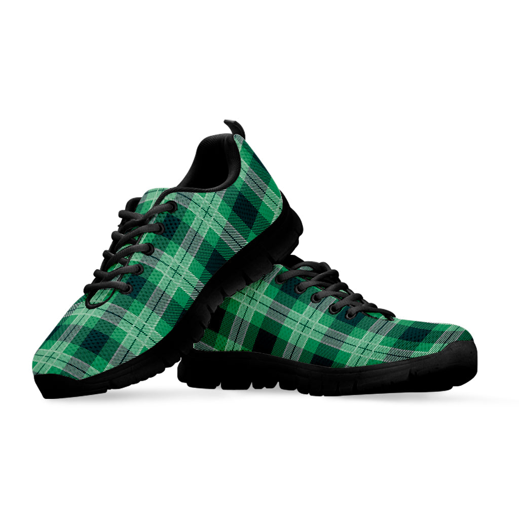 St. Patrick's Day Tartan Print Black Sneakers