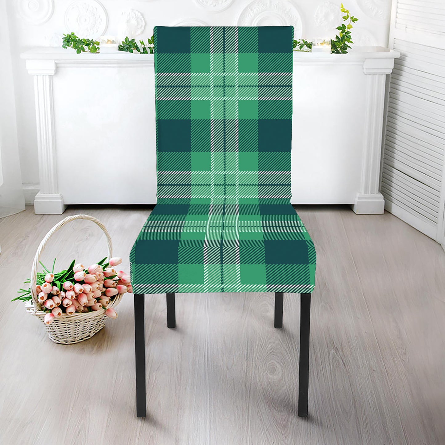 St. Patrick's Day Tartan Print Dining Chair Slipcover