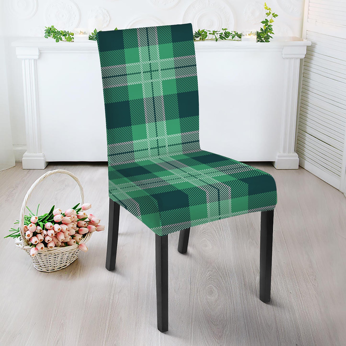 St. Patrick's Day Tartan Print Dining Chair Slipcover