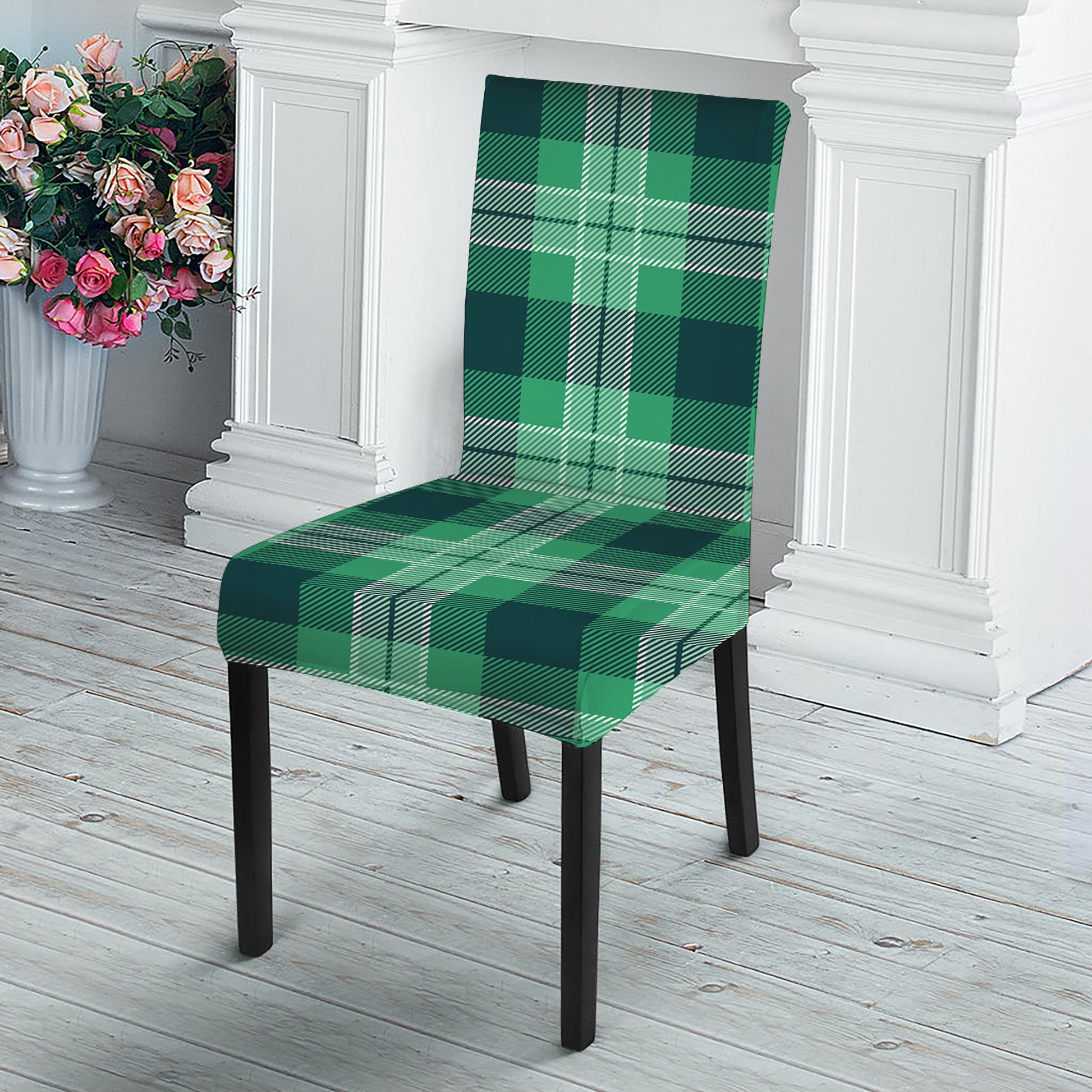 St. Patrick's Day Tartan Print Dining Chair Slipcover