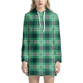 St. Patrick's Day Tartan Print Pullover Hoodie Dress