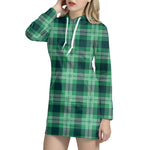 St. Patrick's Day Tartan Print Hoodie Dress