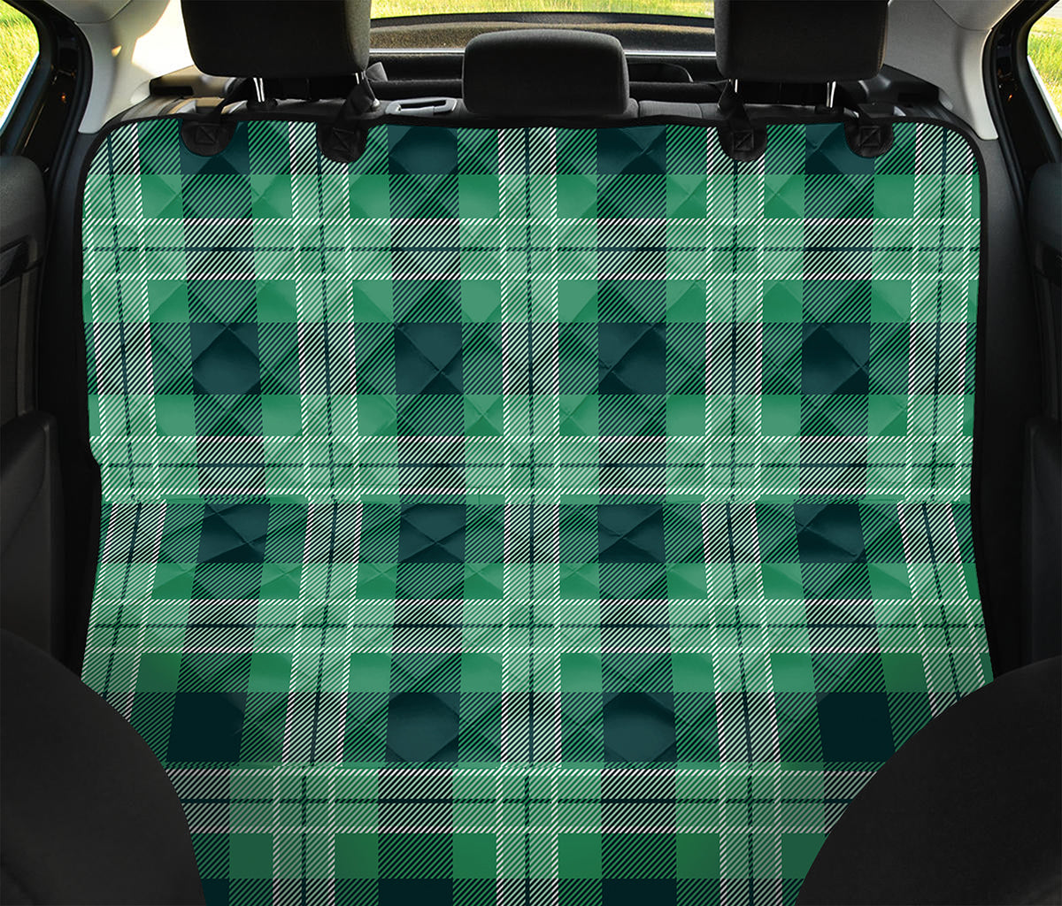 St. Patrick's Day Tartan Print Pet Car Back Seat Cover