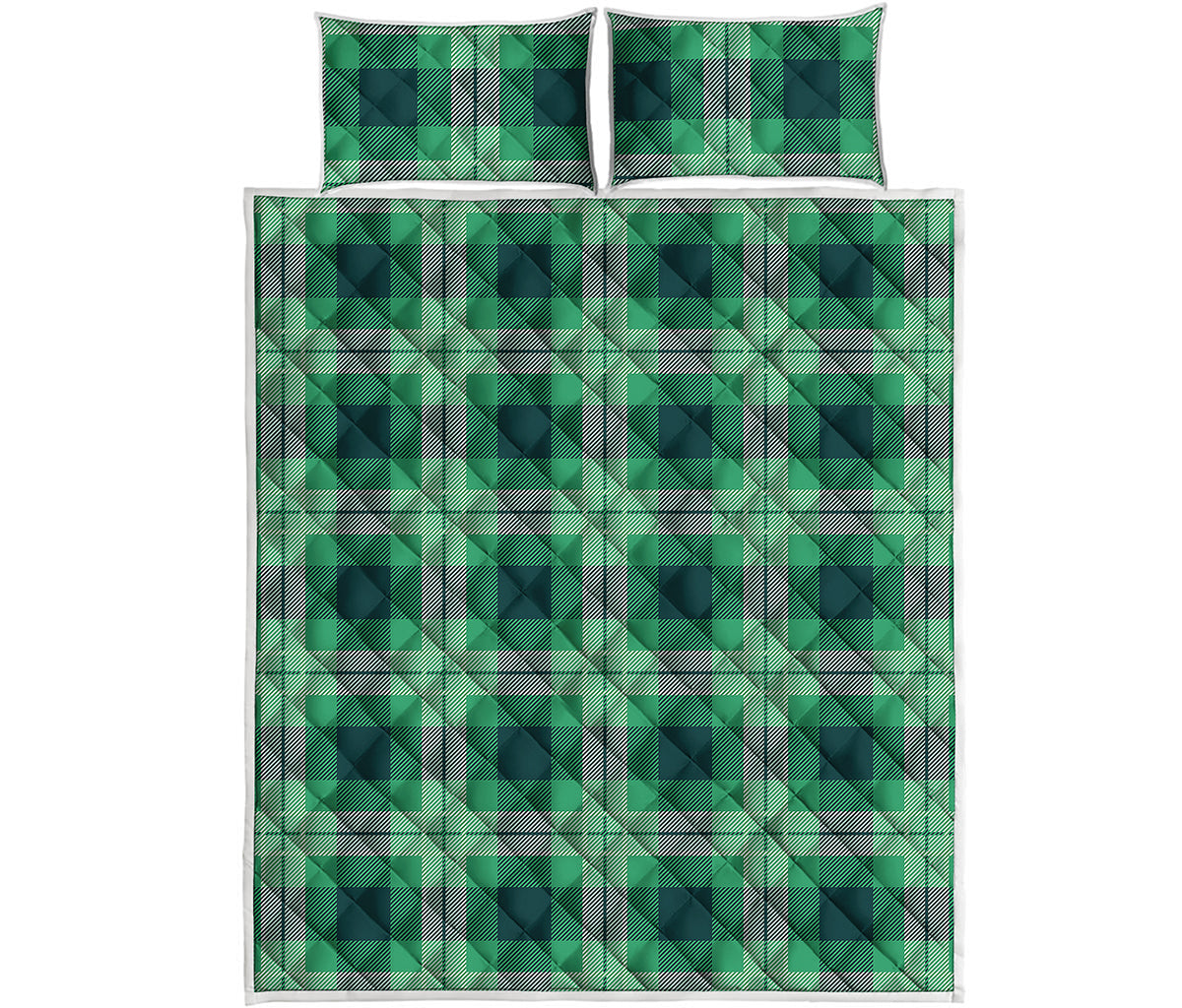 St. Patrick's Day Tartan Print Quilt Bed Set