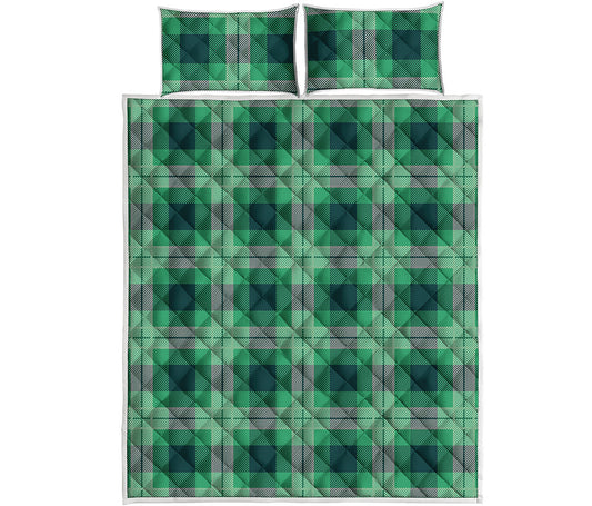 St. Patrick's Day Tartan Print Quilt Bed Set