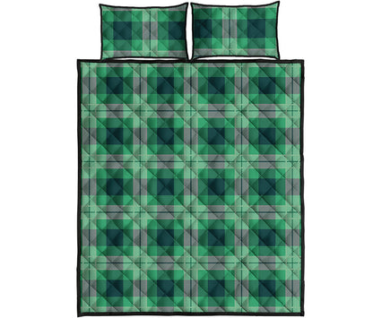 St. Patrick's Day Tartan Print Quilt Bed Set