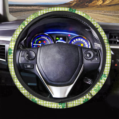 St. Patrick's Day Buffalo Plaid Print Car Steering Wheel Cover