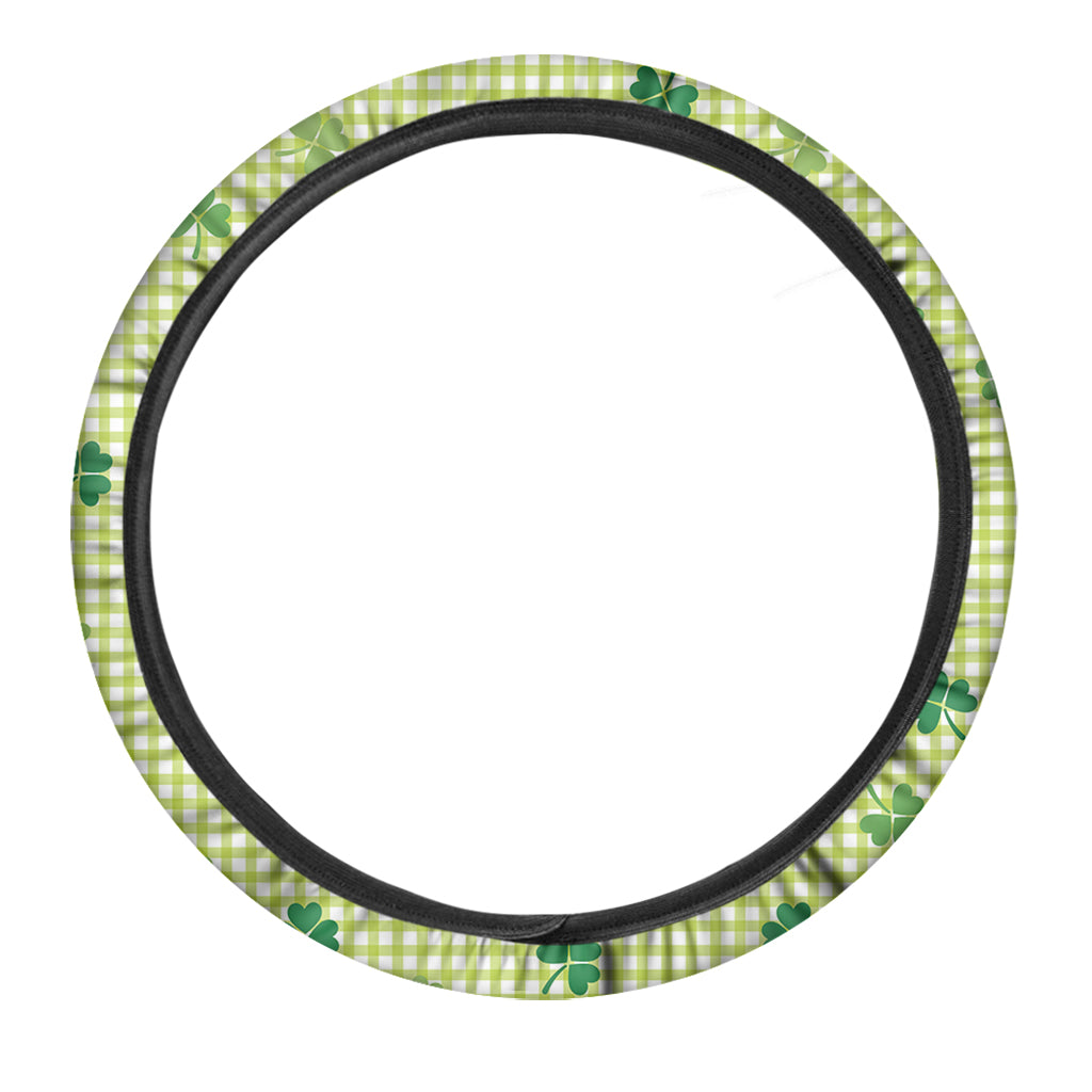 St. Patrick's Day Buffalo Plaid Print Car Steering Wheel Cover