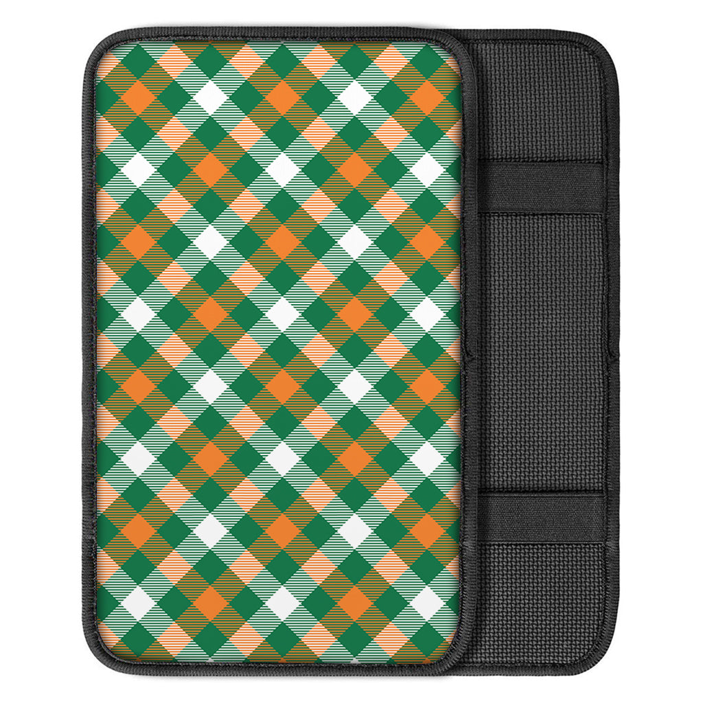 St. Patrick's Day Plaid Pattern Print Car Center Console Cover