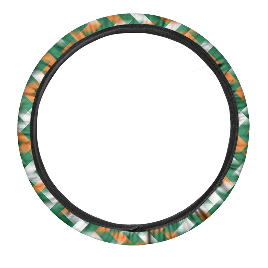 St. Patrick's Day Plaid Pattern Print Car Steering Wheel Cover