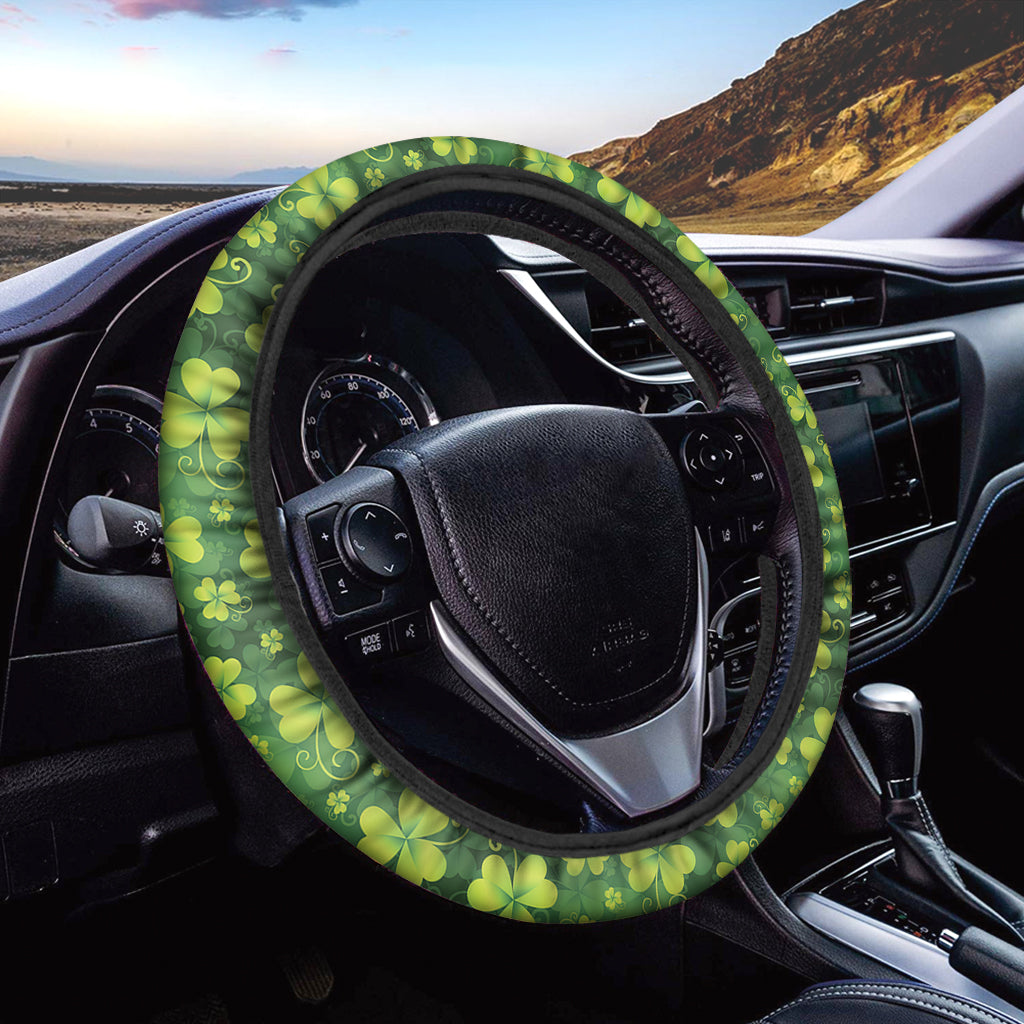 St. Patrick's Day Shamrock Pattern Print Car Steering Wheel Cover
