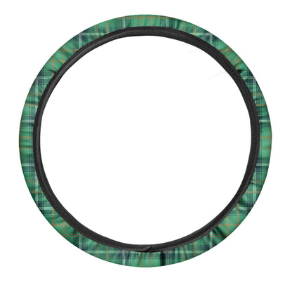 St. Patrick's Day Tartan Pattern Print Car Steering Wheel Cover