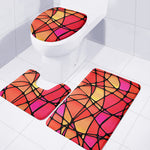Stained Glass Mosaic Pattern Print 3 Piece Bath Mat Set