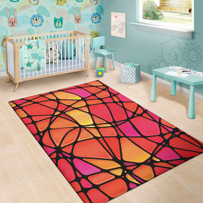 Stained Glass Mosaic Pattern Print Area Rug